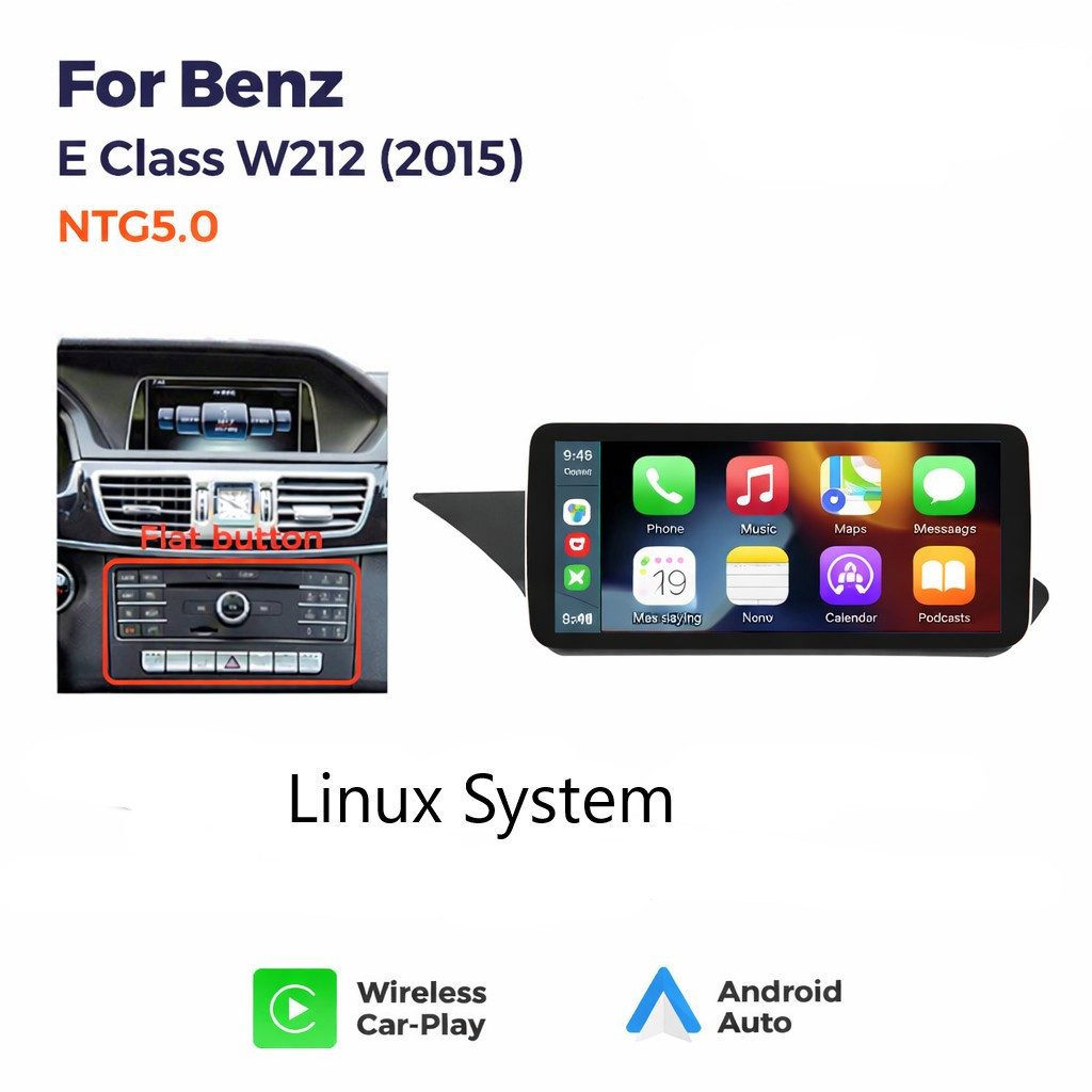 GABITECH Carplay Display MERCEDES BENZ E-Klasse W212 S212 2015 -2016 NTG 5.0 Einbau-Navigationsgerät (10.3 Zoll Display. Drahtlos Carplay und Android Auto)