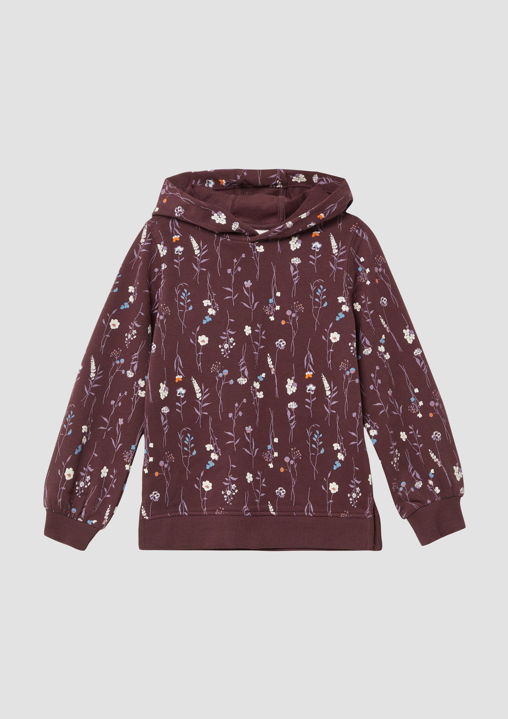 s.Oliver Sweatshirt Sweatshirt Hoodie mit floralem All-over-Print