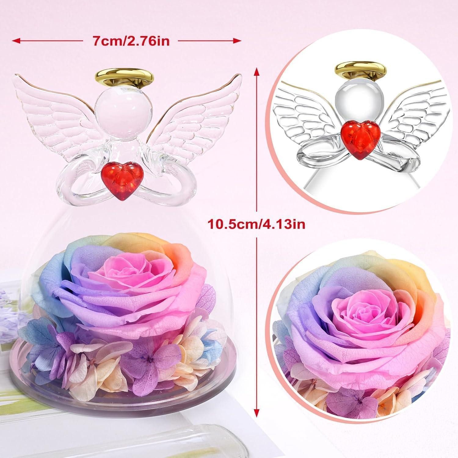 Trockenblume Figur Engel Ewige Rose Schutzengel Geschenk Regenbogen, LuxusKollektion