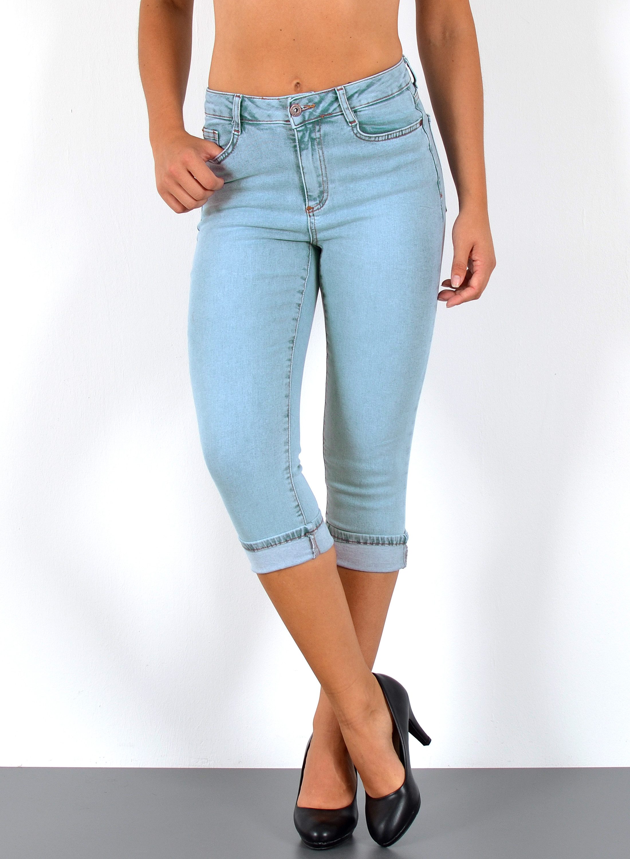 Caprijeans High Waist Capri Jeans Damen bis Übergröße Plus Size Große Größe C15