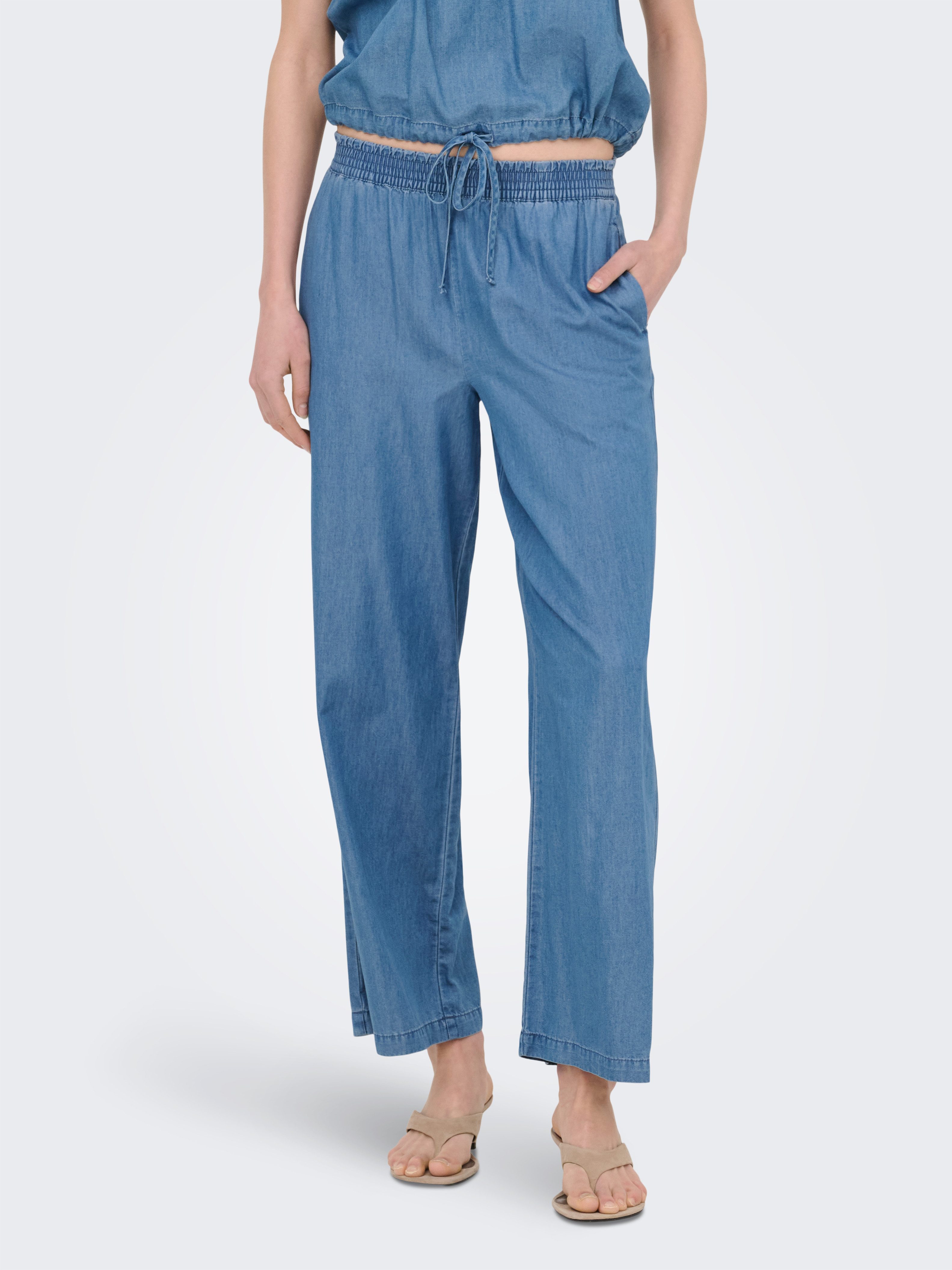 ONLY Weite Jeans ONLETTY-BEA ELASTIC WIDE DNM QYT Baumwollmischung, regular waist