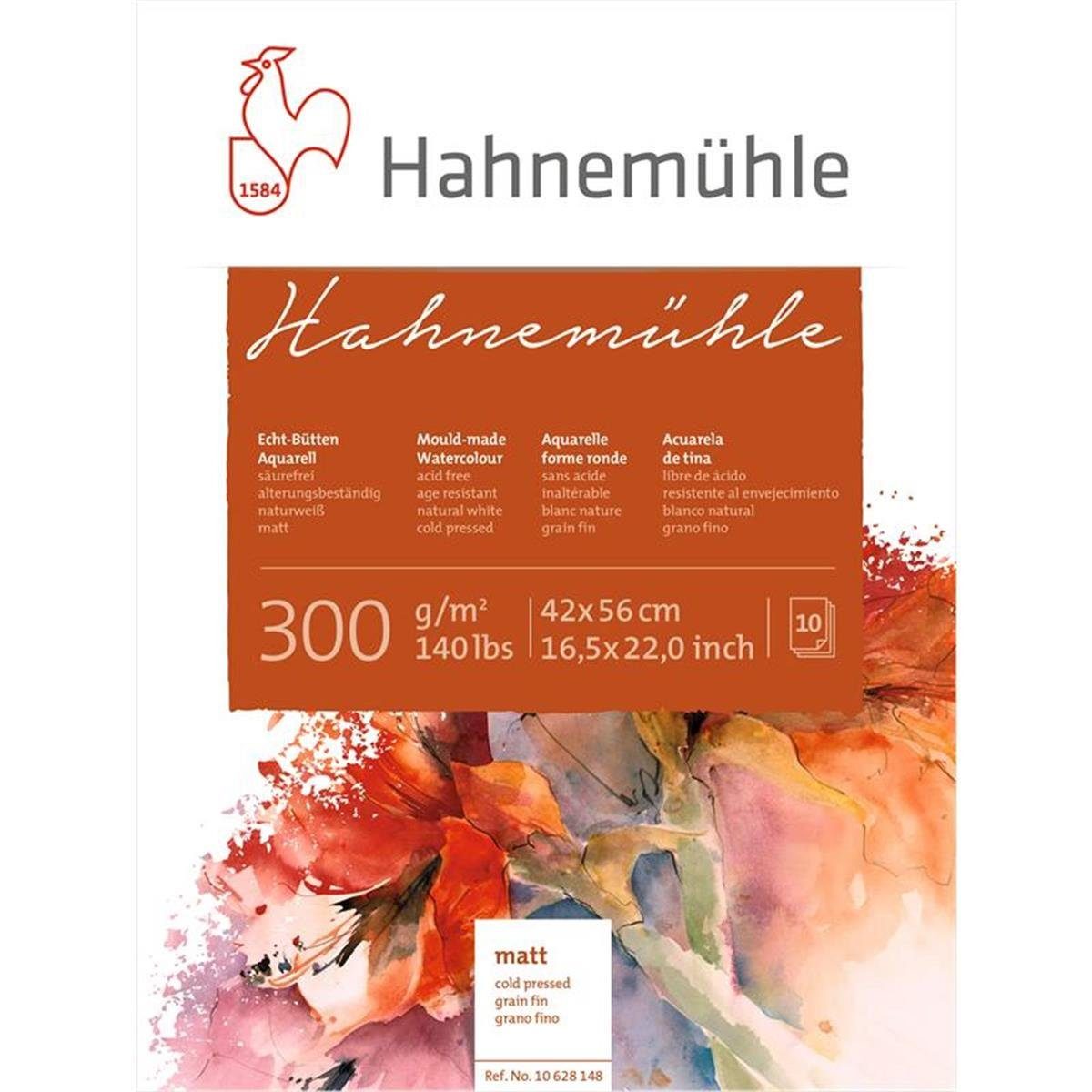 Hahnemühle Aquarellpapier Aquarellblock - 300 g/m² - matt - 42 x 56 cm - 10 Blatt