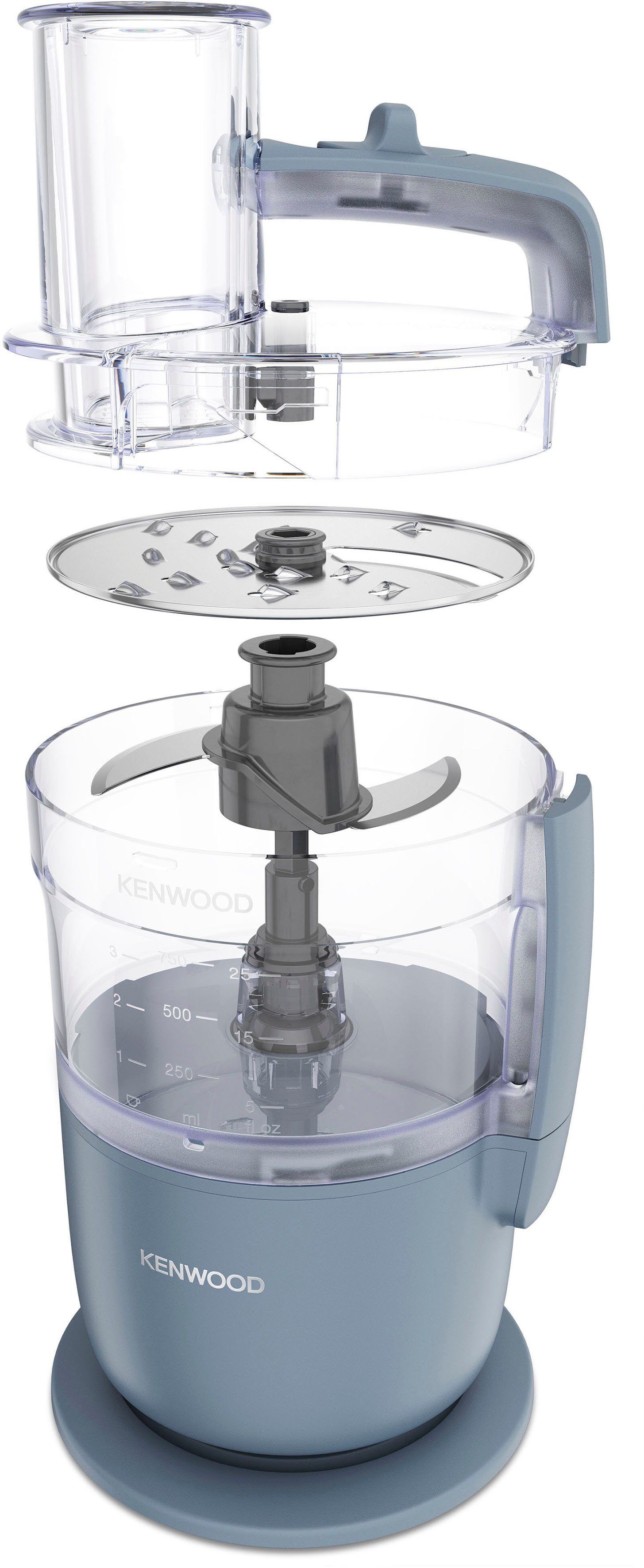 KENWOOD Kompakt-Küchenmaschine MultiPro Go FDP22.130GY, 650 W, Schneiden, Reiben, Pürieren und Teig Kneten, 650W