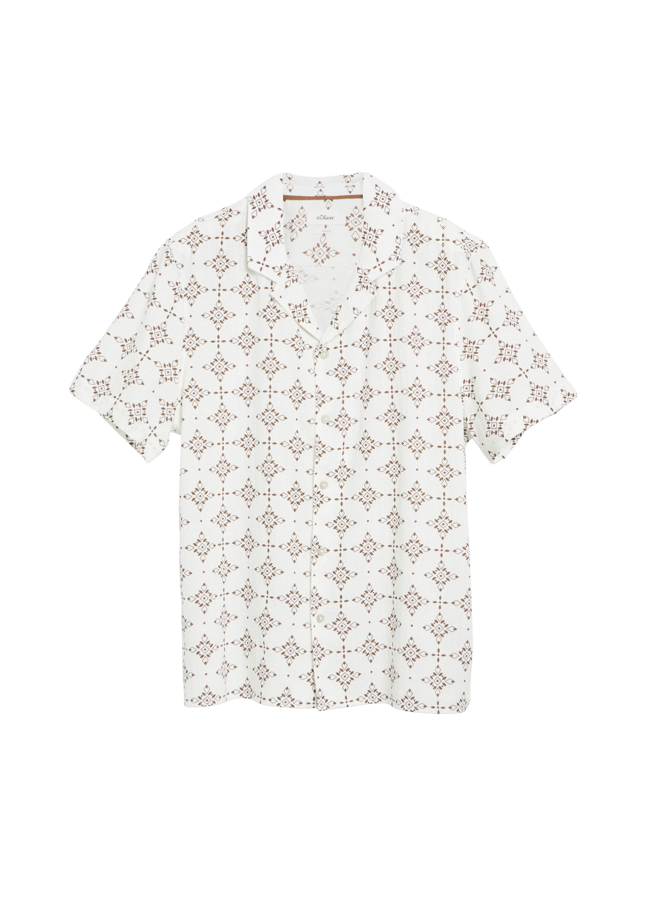 s.Oliver Kurzarmhemd Hemd Resort Fit: Strukturiertes Baumwollhemd mit All-over-Print