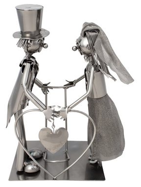 BRUBAKER Weinflaschenhalter Hochzeitspaar Brautpaar, (inklusive Grußkarte), Hochzeit Weinhalter Metall Skulptur, Hochzeitsgeschenk