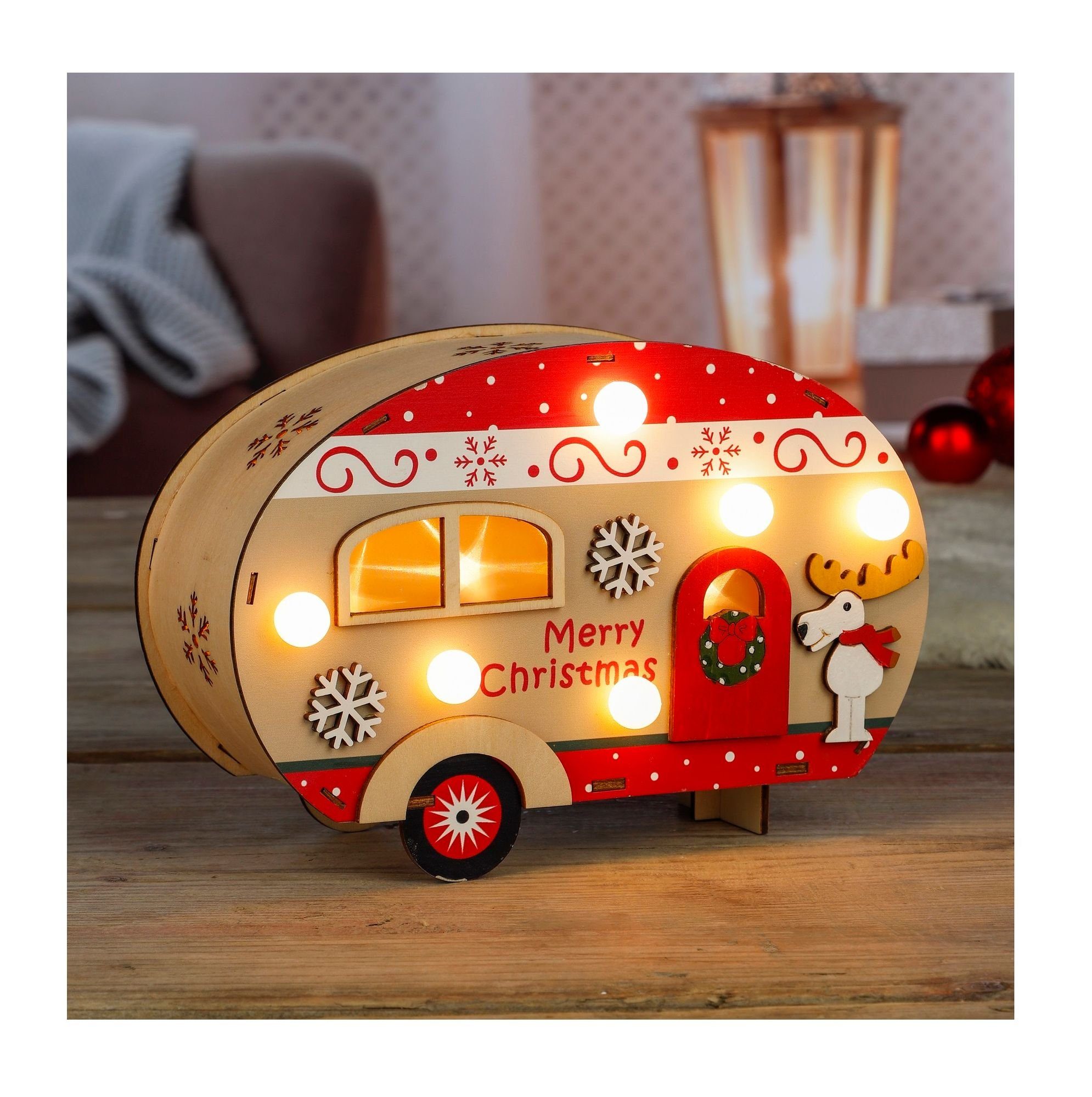 GartenHero LED-Lichterkette Weihnachten Wohnwagen Holz LED Tischleuchte Lic günstig online kaufen