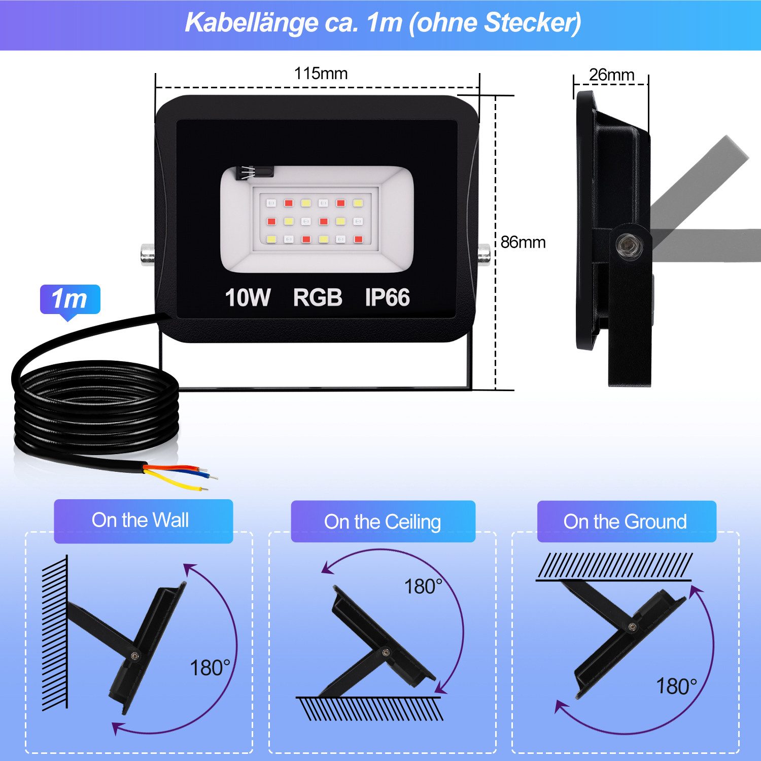 Clanmacy LED Flutlichtstrahler 2x10W LED Flutlichtstrahler günstig online kaufen