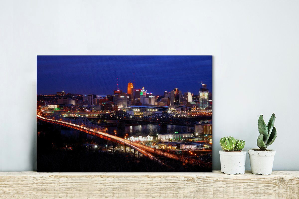 Wanddeko, Wandbild in Skyline Aufhängefertig, Cincinnati St), OneMillionCanvasses® Vereinigten Staaten Nacht, Leinwandbild bei Leinwandbilder, 30x20 (1 den Die von cm