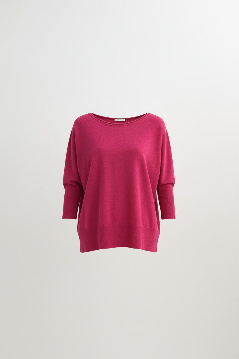 Zuckerwatte Rundhalspullover weit geschnitten aus Merinowolle mit Cashmere