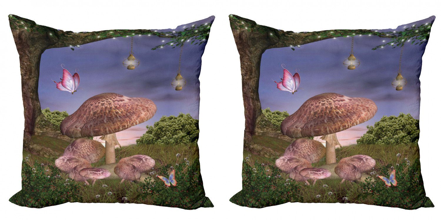 Kissenbezüge Modern Accent Doppelseitiger Digitaldruck, Abakuhaus (2 Stück), Fantasie Enchanted Forest Fungi