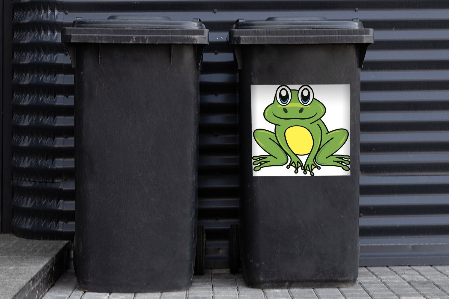 - Wandsticker St), Abfalbehälter Cartoon Weiß Mülleimer-aufkleber, Mülltonne, MuchoWow Container, Frosch Sticker, - (1