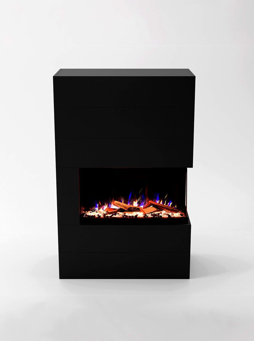 GLOW FIRE Elektrokamin LED E-Motion 3D - Portia, täuschend echte Flamme mit Heizung, 3 Dekorationen