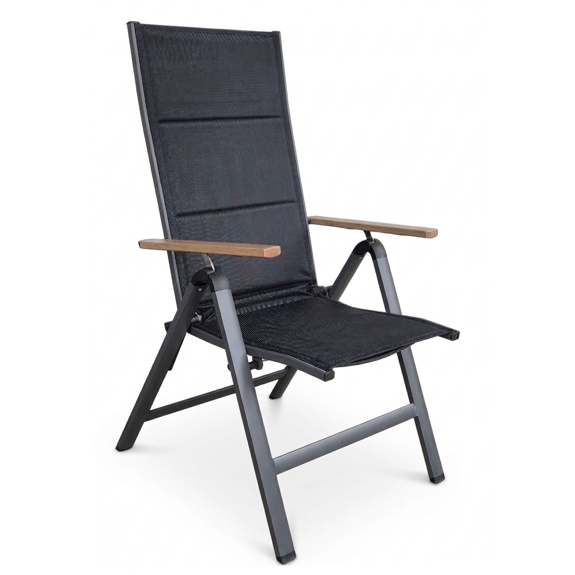 osoltus Klappstuhl Klappsessel Pisa Premium Multipositionssessel Woodlook Armlehne Anthr.