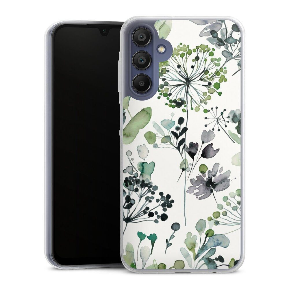 DeinDesign Handyhülle Eukalyptus Wasserfarbe Blumen Wild Grasses Eucalyptus, Samsung Galaxy A15 5G Slim Case Silikon Hülle Ultra Dünn Schutzhülle