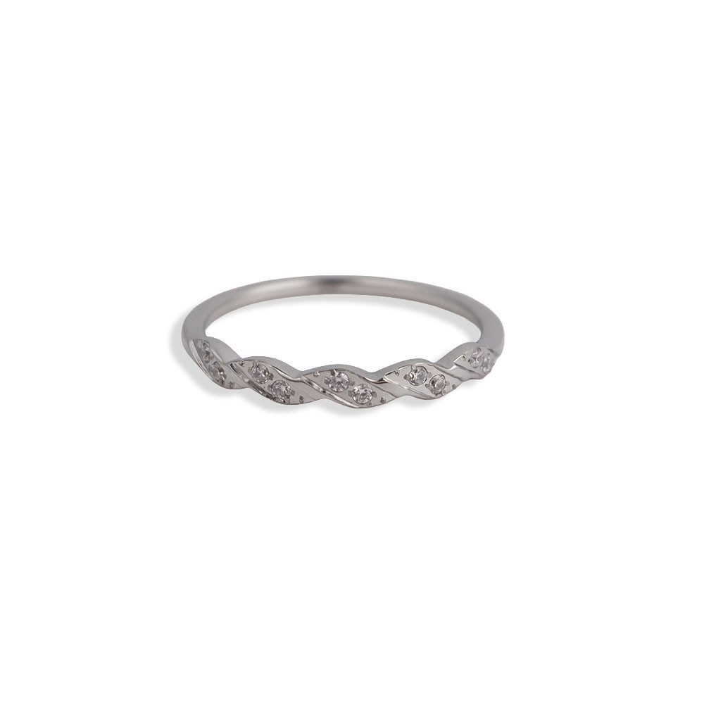 Fingerring aus Edelstahl mit Zirkonia Steinchen