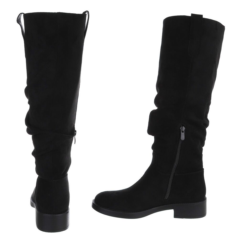 Ital-Design Damenstiefel mit hohem Schaft und Blockabsatz Stiefel (92269315) Blockabsatz Flache Stiefel in Schwarz – Bild 5 von 5