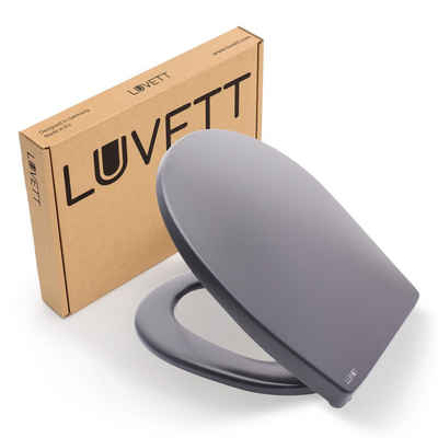 LUVETT WC-Sitz Farben C100 (Komplett-Set, Inklusive 3 Befestigungsarten), mit Original SoftClose® Absenkautomatik, Duroplast