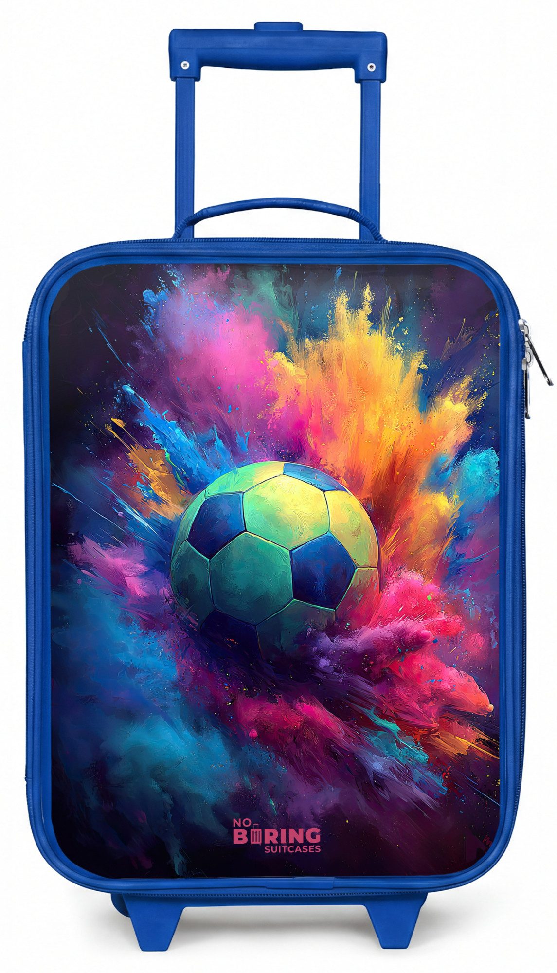 Kinderkoffer Blau - mit leuchtende Räder - Neon - Kugel - Farbenfroh