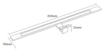 kalb Spiegelleuchte LED Badleuchte schwarz 450mm Spiegellampe Aufbauleuchte, neutralweiß