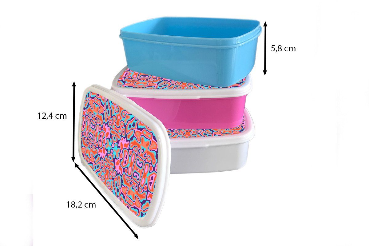 MuchoWow Lunchbox Muster - Abstrakt, weiß Kunststoff, Brotbox für Erwachsene, und Kinder Mädchen Jungs für und - (2-tlg), Brotdose, Lavalamp