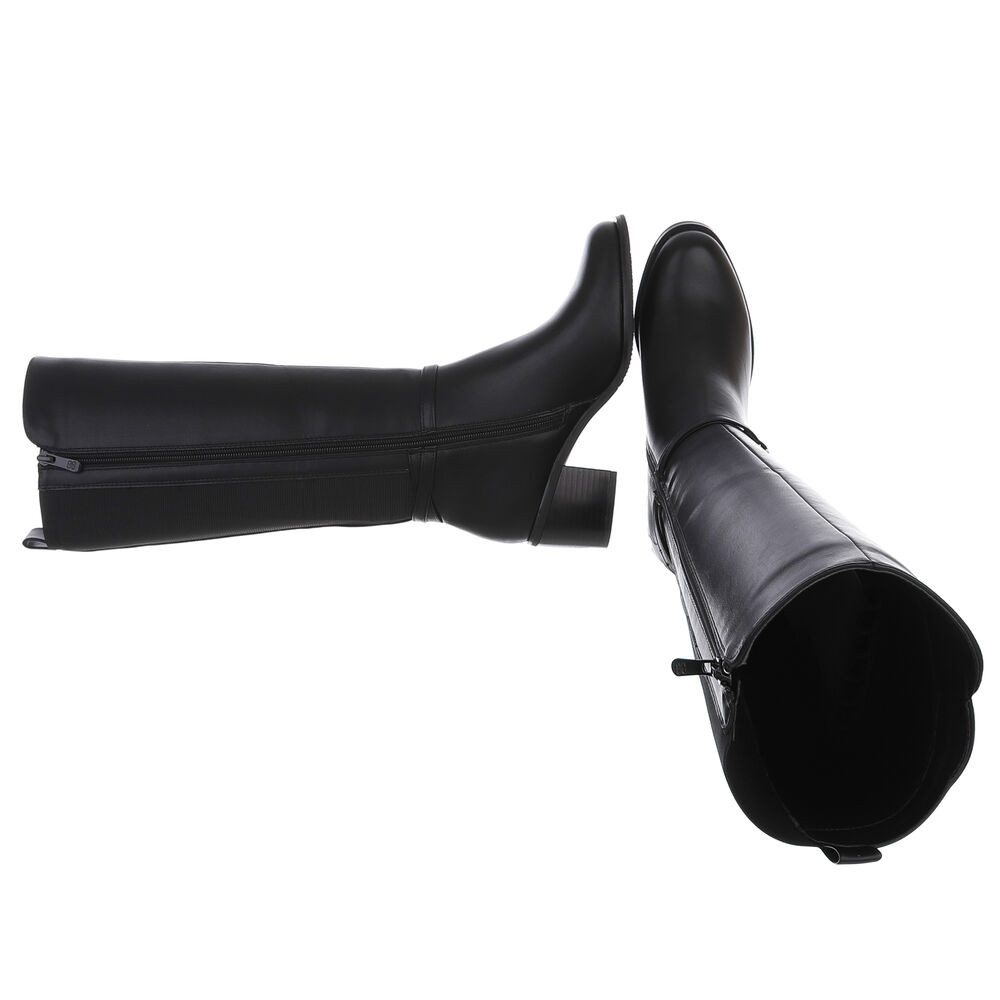 Ital-Design Elegante Damen-Stiefel mit Riemen und bequemem Absatz Stiefel ( günstig online kaufen