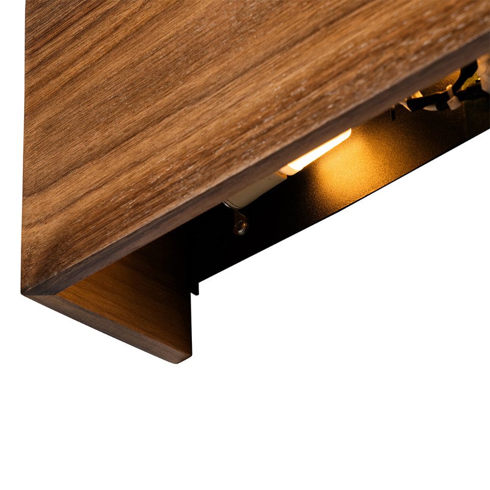 Qazqa Wandleuchte Otan, ohne Leuchtmittel, G9, Braun, Landhaus, Holz, 2-flammig