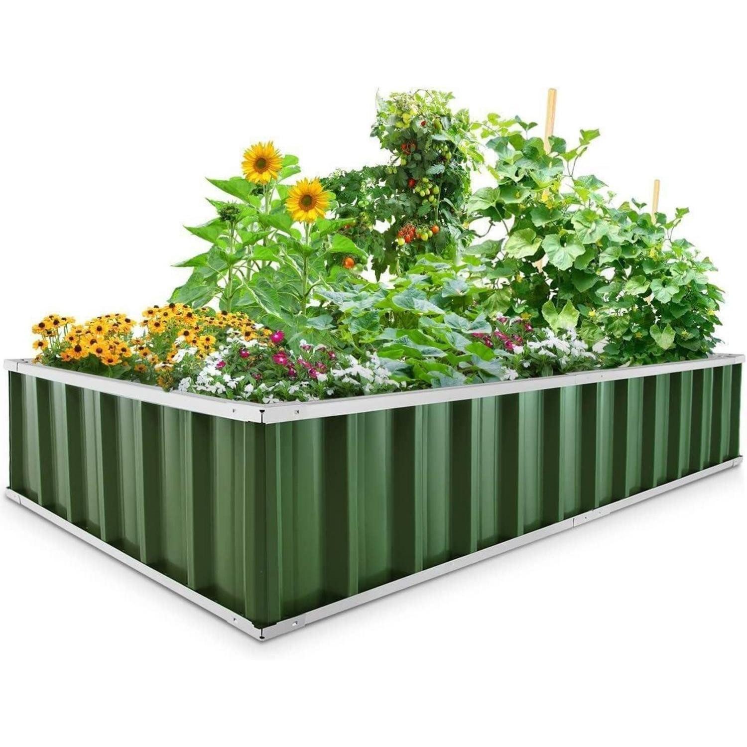 KING BIRD Hochbeet Hochbeet Metall 174x90x30cm Pflanzkübel Blumenkasten T-Etiketten