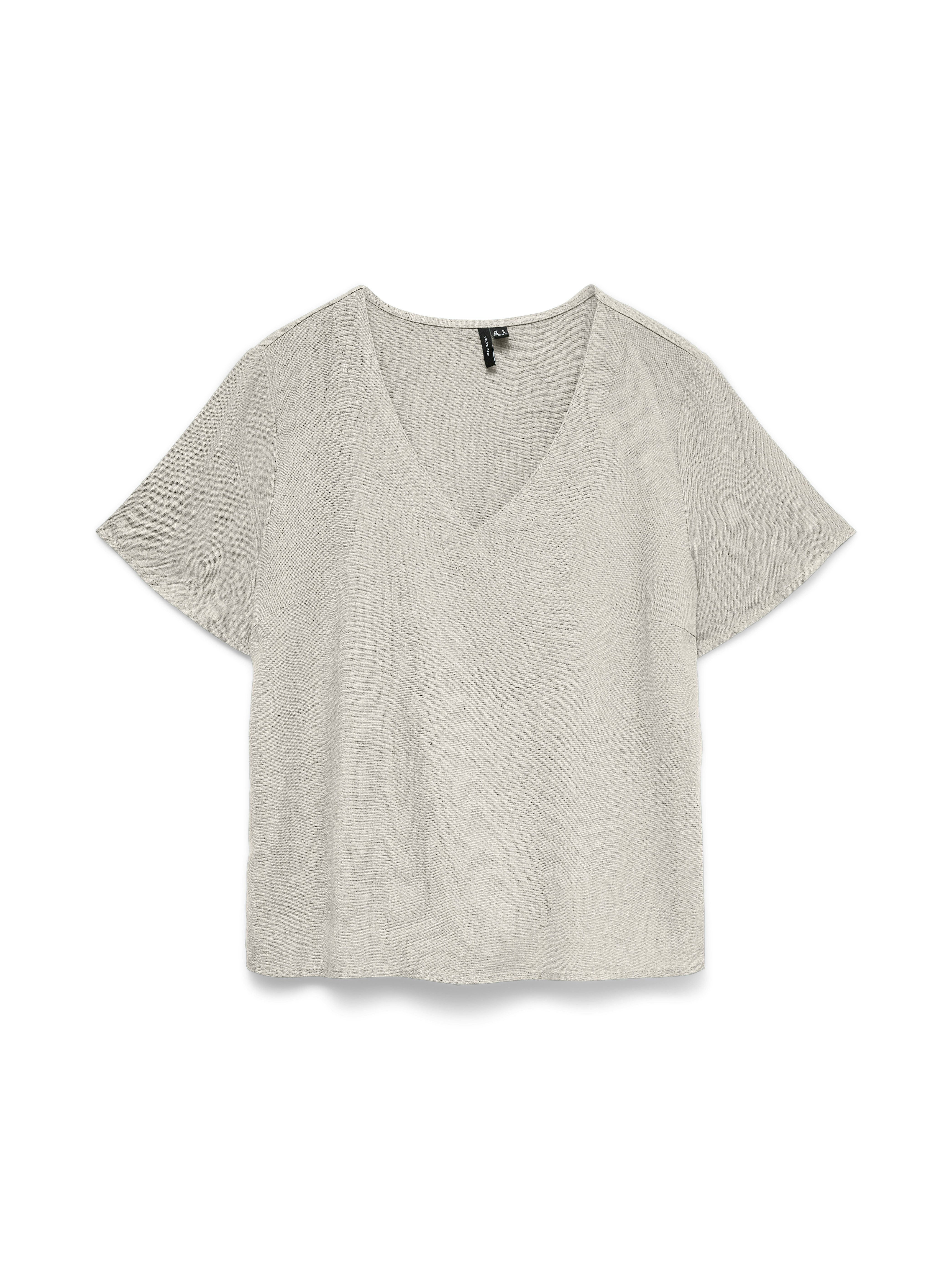 Vero Moda Blusenshirt VMMYMILO S/S V-NECK TOP WVN GA mit klassischem Schnitt