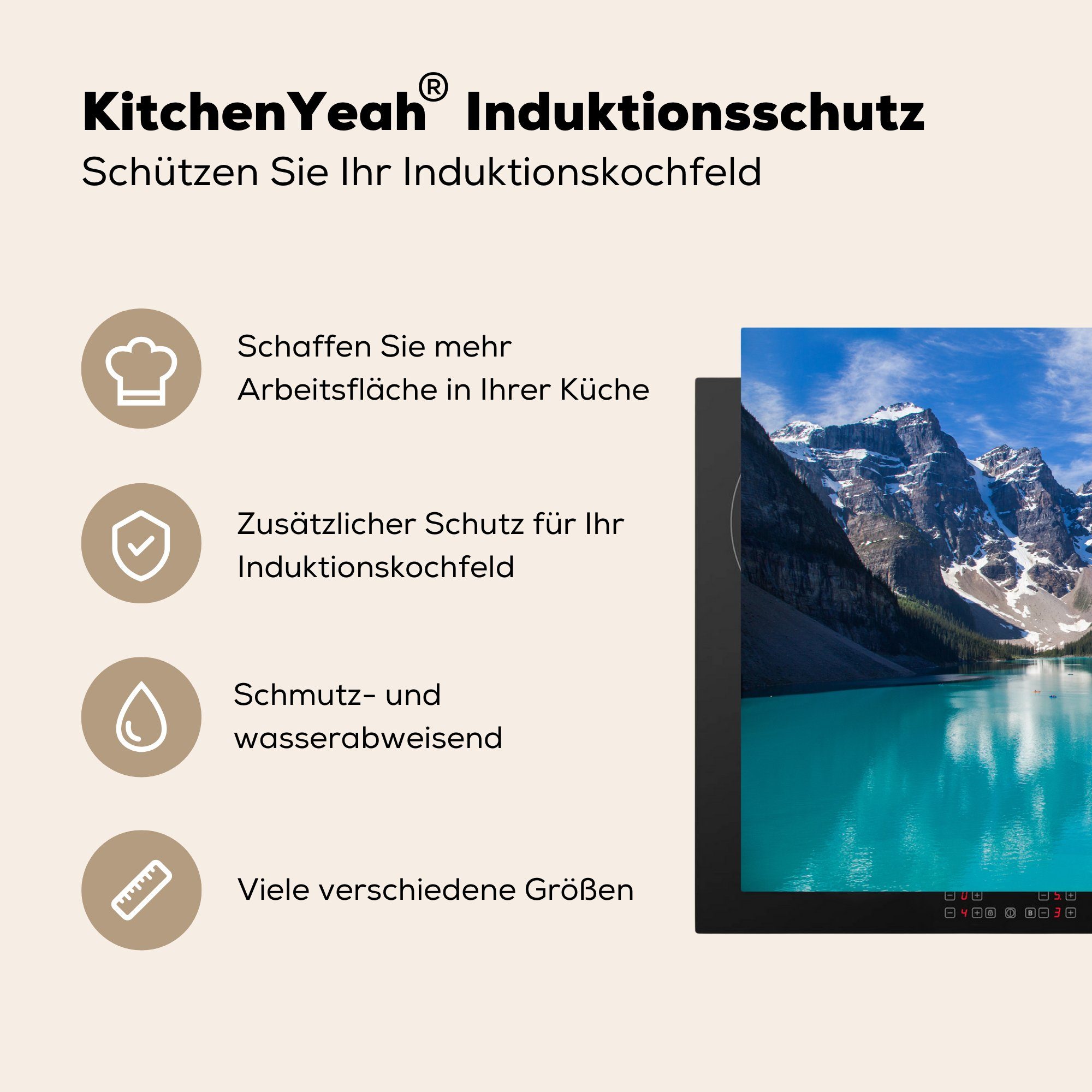 Lake Schutz Kanada, 81x52 küche, Induktionskochfeld die in (1 Vinyl, tlg), Moraine MuchoWow Herdblende-/Abdeckplatte Ceranfeldabdeckung cm, für