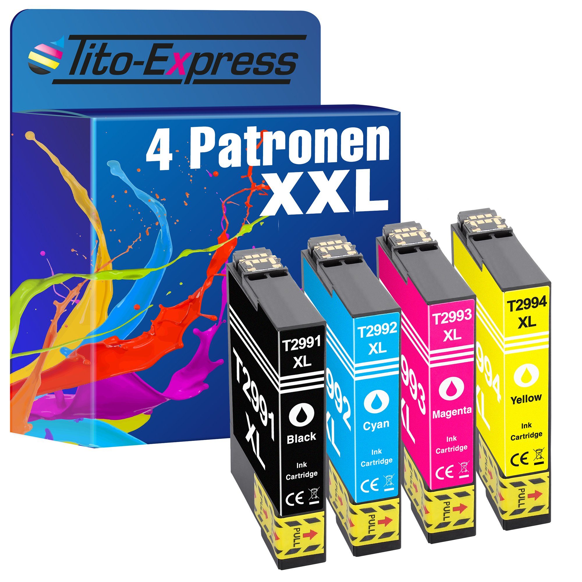 Tito-Express 4er Set ersetzt Epson T2991 T2992 T2993 T2994 T2996 29XL Tintenpatrone (für Expression Home XP-235 XP-247 XP-255 XP-335 XP-355 XP-435 XP-445) | Tintenpatronen