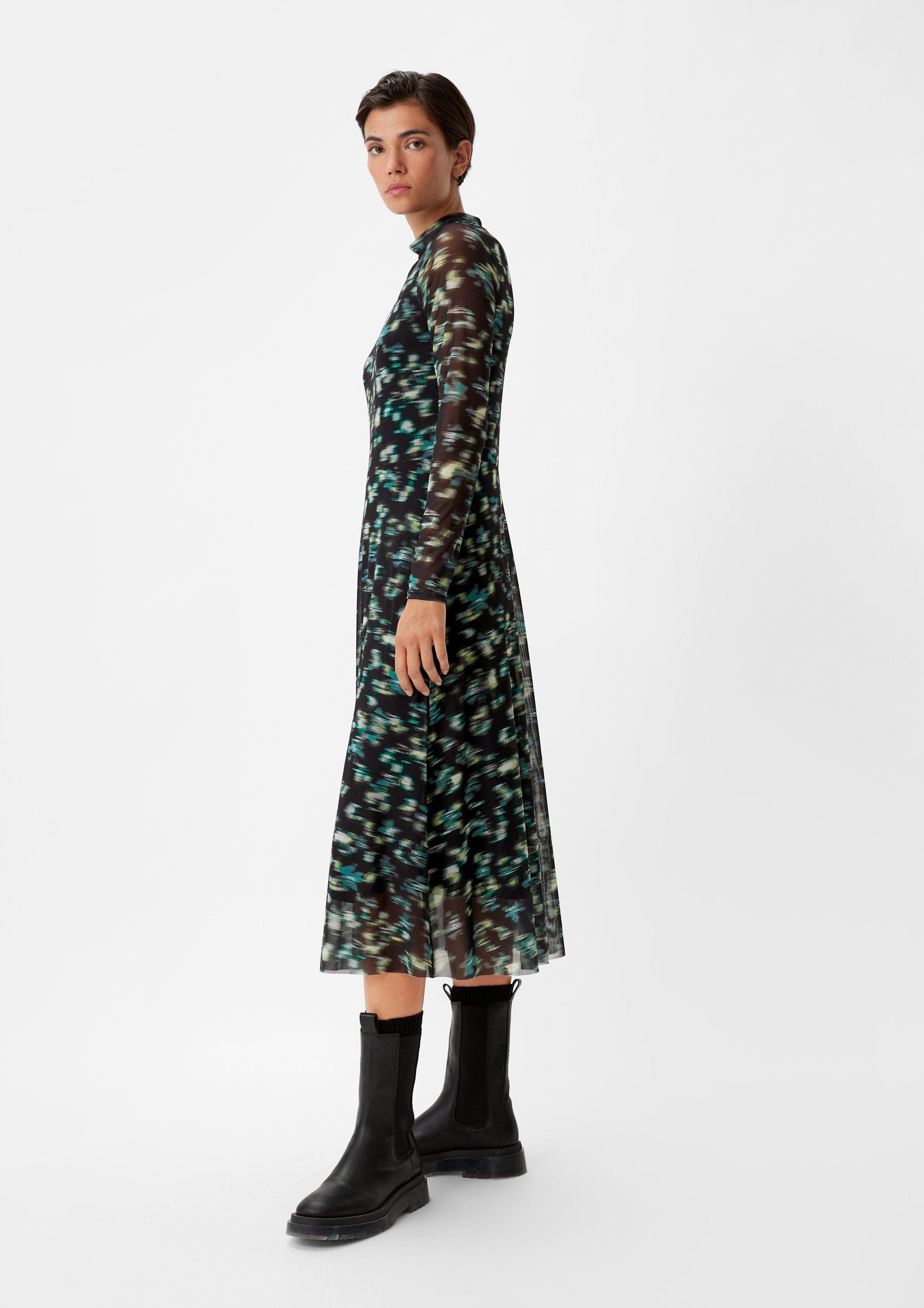 Maxikleid Meshkleid mit Stehkragen