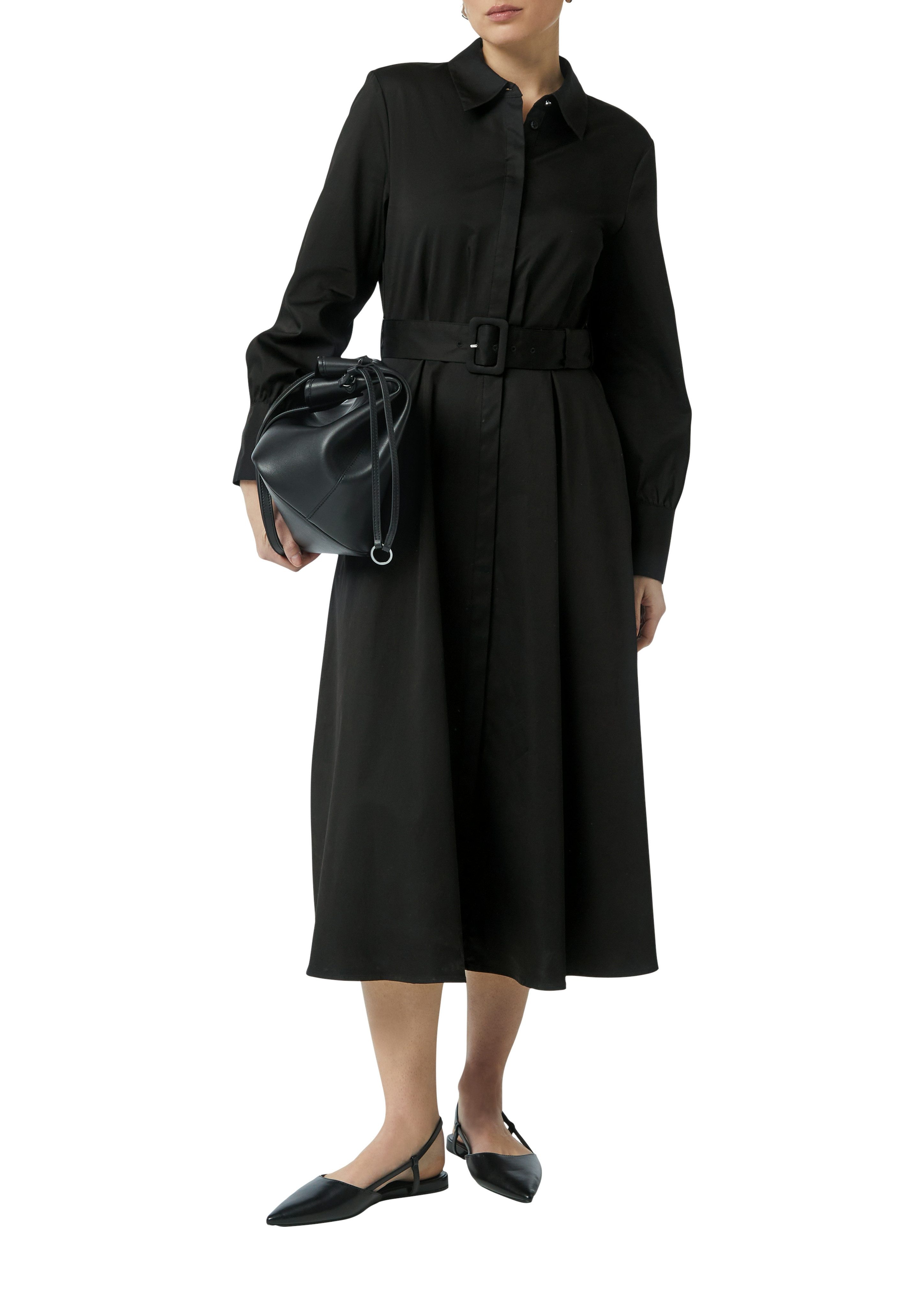 Comma Midikleid mit Hemdkragen und Gürtel günstig online kaufen