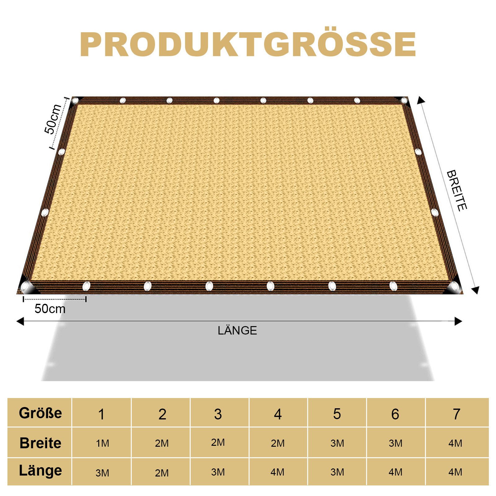 Rosnek Sonnensegel Garten Schattennetz Markise UV-Schutz Sichtschutz Windschutz mit Ösen, Praktisch für Camping, Garten & Pergola – für Schatten & Privatsphäre