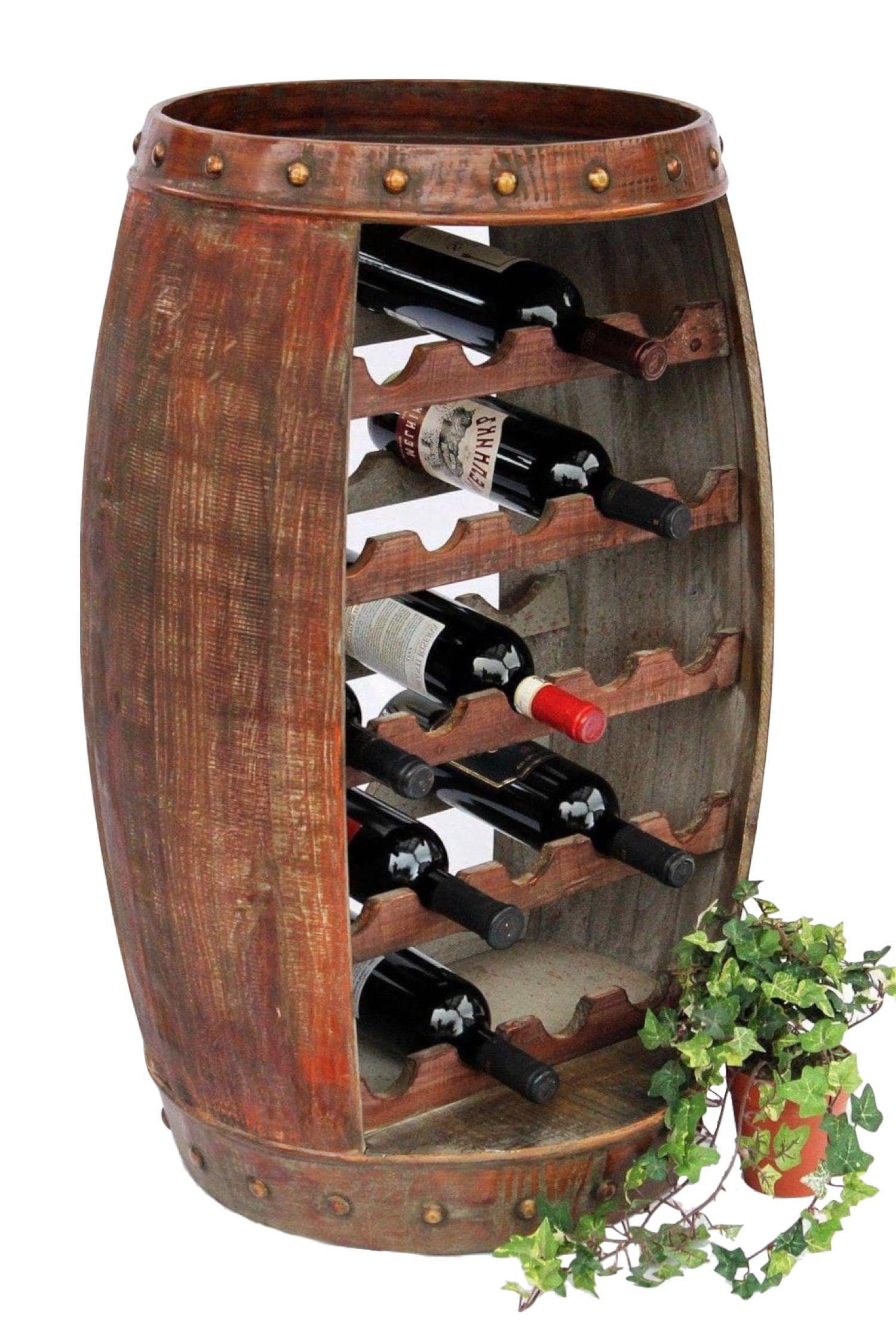Weinregal Holz Stehend 0370-R Holz 80 cm Flaschenständer Braun Fassbar