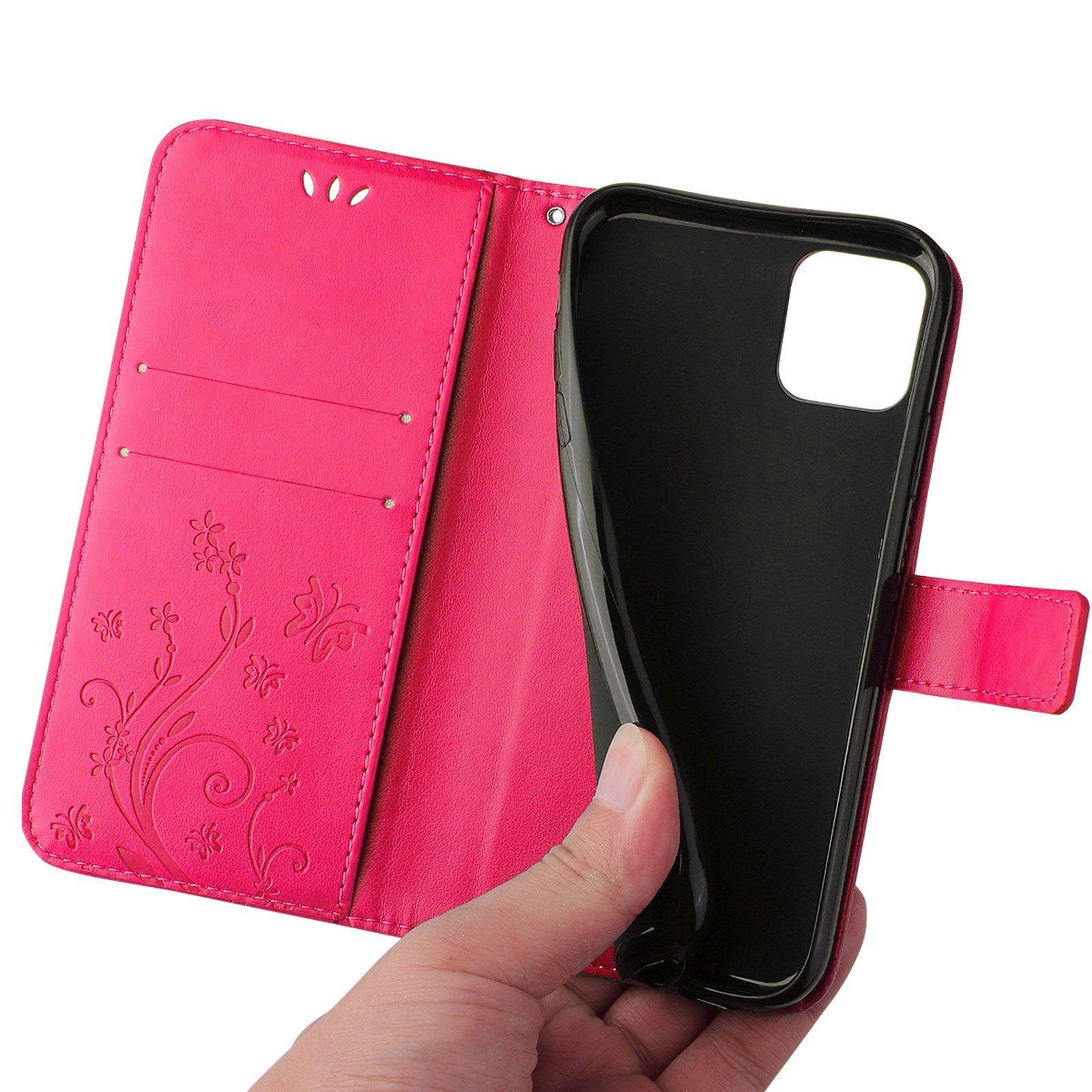 Tec-Expert Handyhülle Cover Tasche Hülle für Samsung Galaxy A12 6,5 Zoll, Klapphülle Case mit Kartenfach Fliphülle aufstellbar, Motiv Blumen