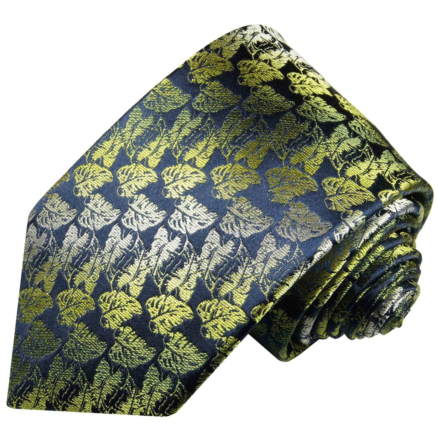 Paul Malone Krawatte Designer Seidenkrawatte Herren Schlips modern geblümt 100% Seide Schmal (6cm), grün 391