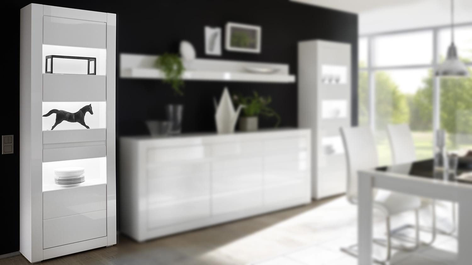 Möbel Akut Vitrine Vitrine Carat Standvitrine Glasvitrine weiß Hochglanz 66 cm