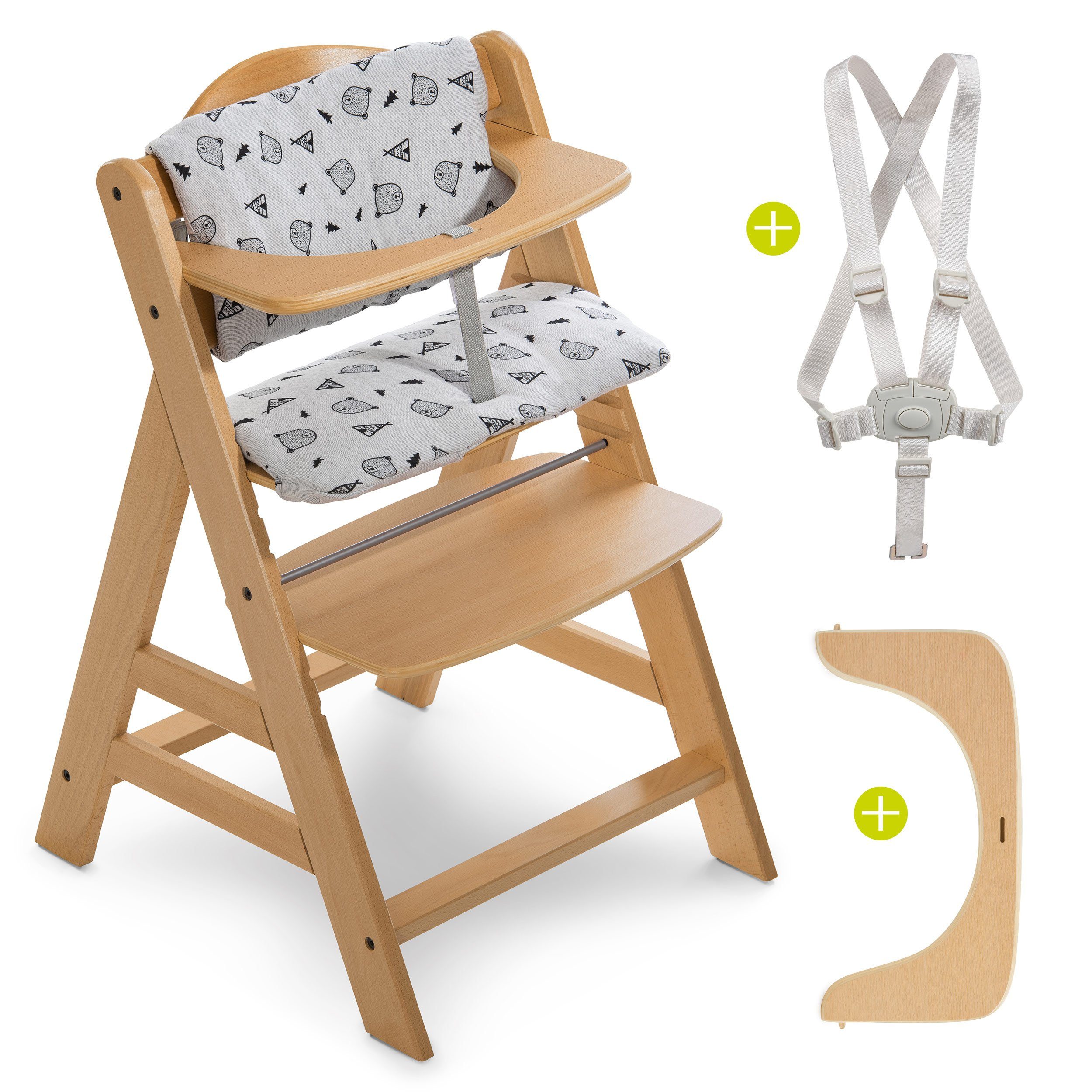 Kinderhochstuhl mit Tisch Mitwachsend Essbrett Hochstuhl Holz Treppenhochstuhl 