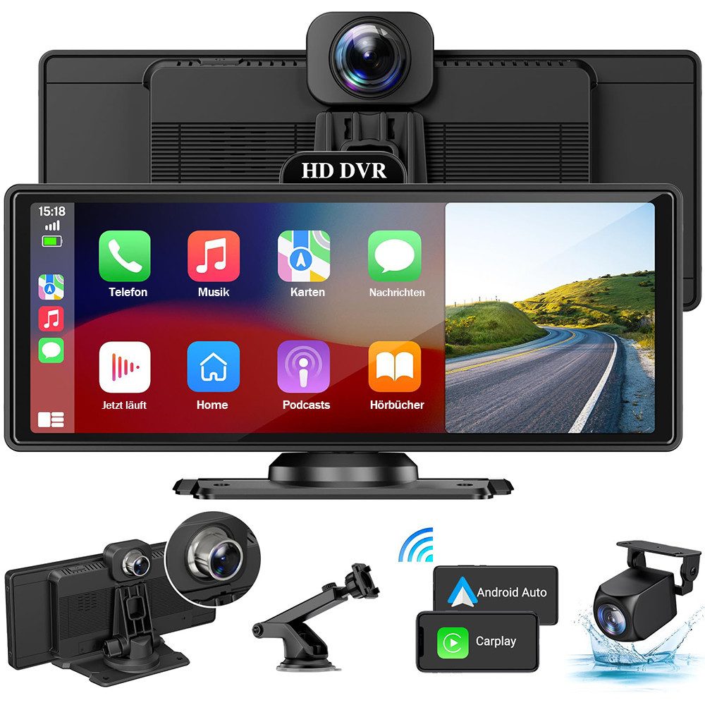 10,26 Zoll HD Auto-Display kompatibel mit CarPlay und Android Auto Navigationsgerät
