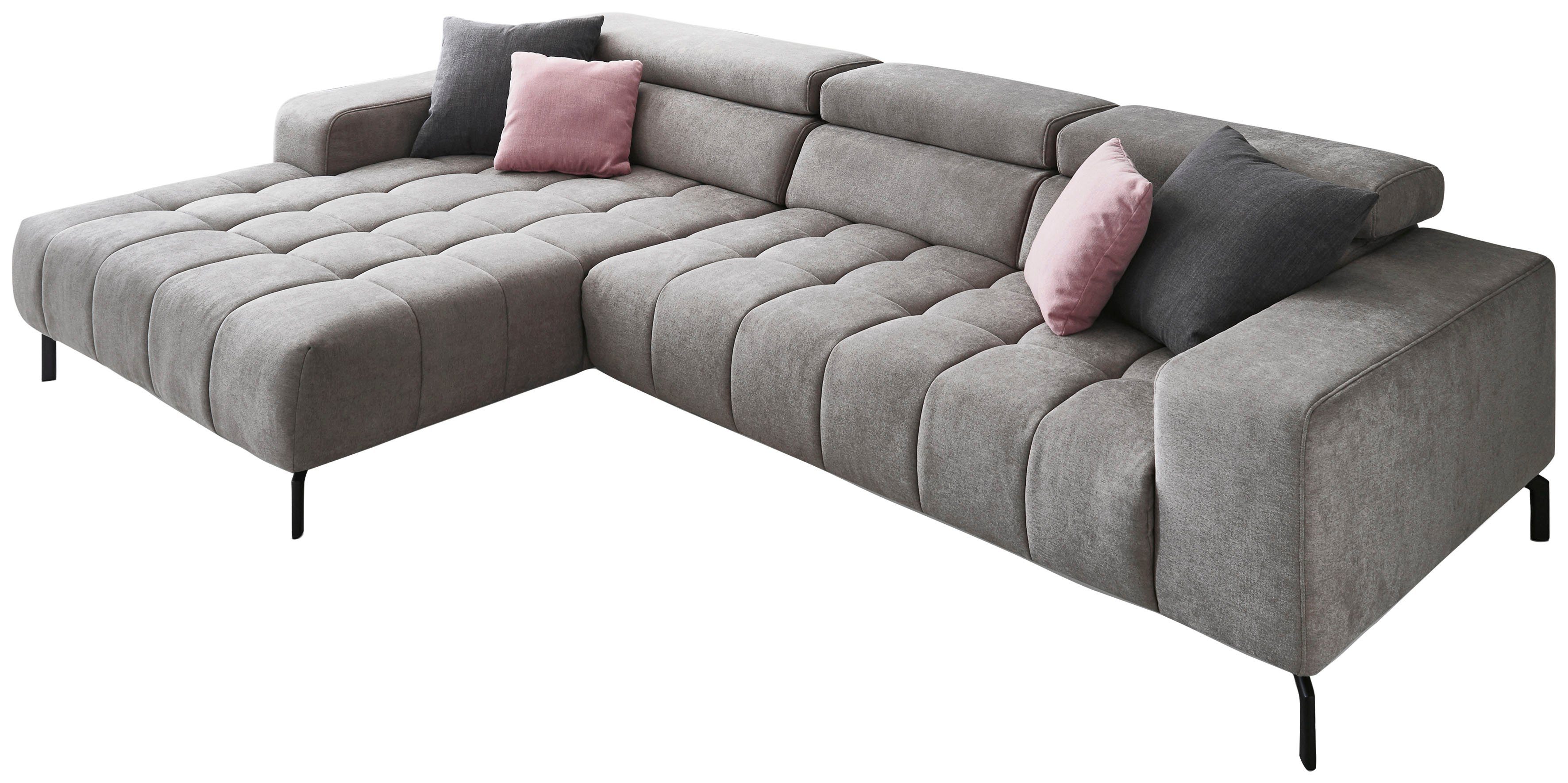 Die PlanBar Ecksofa MP-IN18022 L-Form, mit Kopfteilverstellung & Zierkissen, optional Sitztiefenverstellung