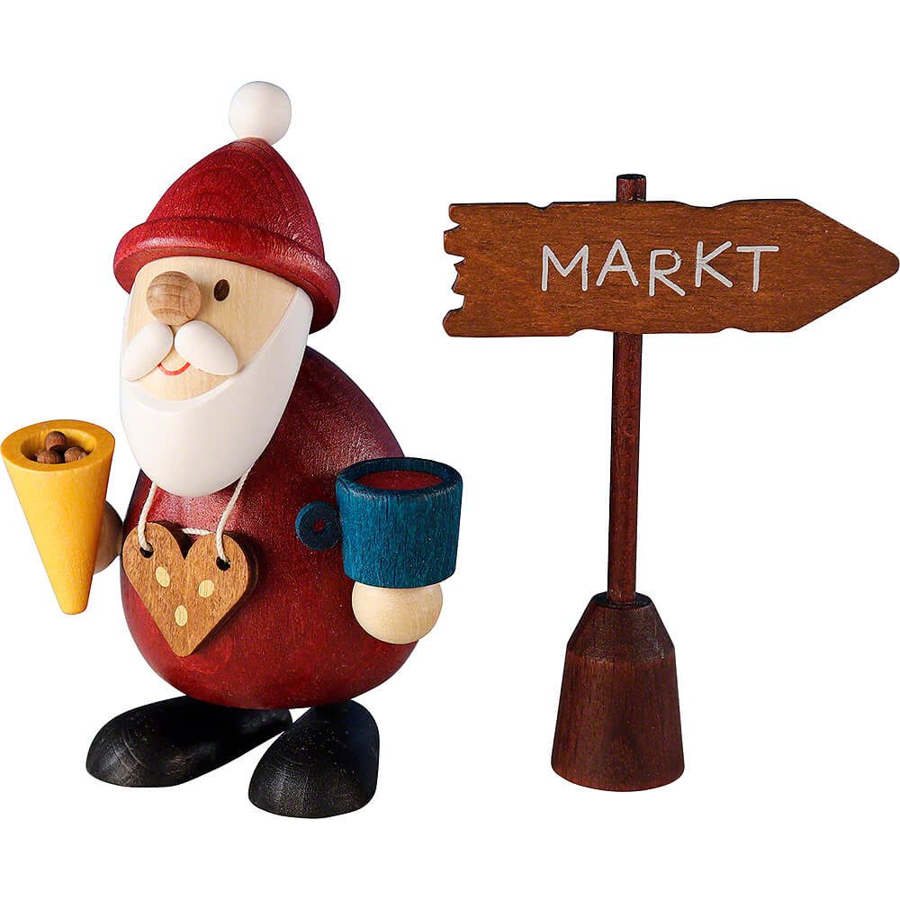 Ullrich Kunsthandwerk Dekofigur Weihnachtsman Weihnachtsmarktbummler mit Schild (9,5cm) von Ullrich K