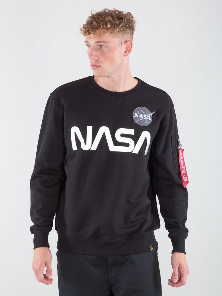 Alpha Industries Sweater Alpha Industries Men - Sweatshirts NASA Reflective  Sweater, Gläzender NASA Schriftzug als Discharge Print