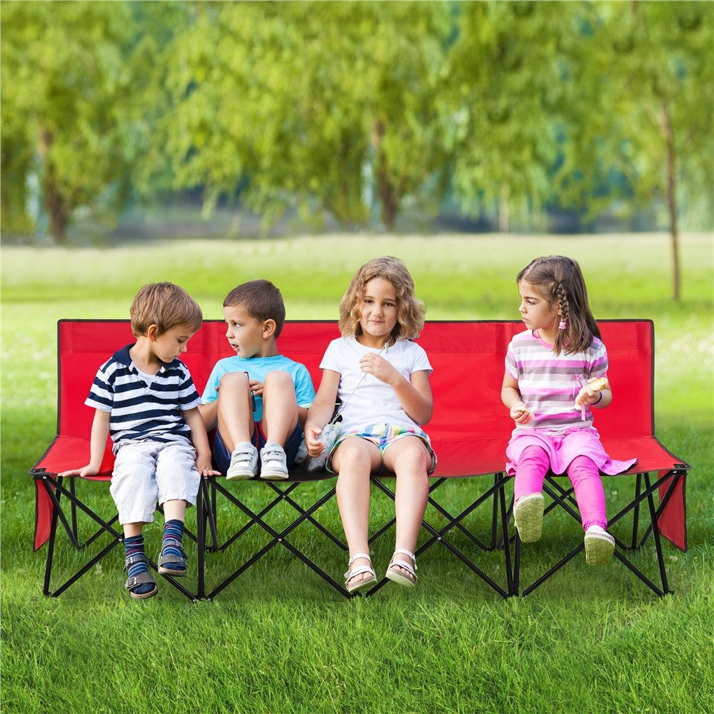 Yaheetech Campingstuhl Klappbare Campingbank für Mehrere Personen, Sitzbank 4-Sitzer-Klappbank Tragbare Campingbank mit Tragtasche