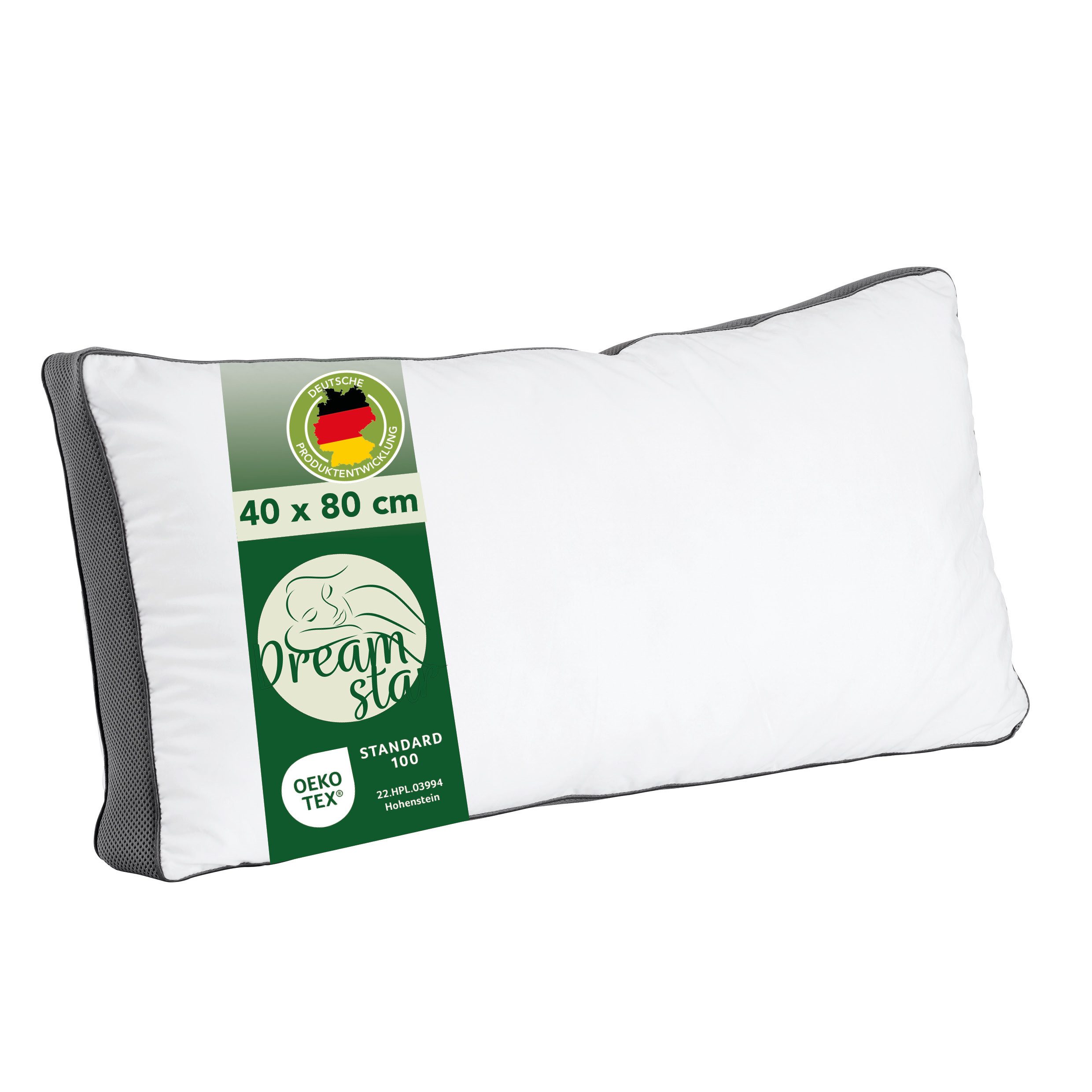 Dreamstar Kopfkissen Wohlfühlkissen, einzeln oder als 2er-Set, stützend und entlastend, Füllung: hochwertige Hohlfaser-Füllung, Bezug: 47% Lyocell; 53% Baumwolle, Seitenschläfer, Rückenschläfer, Bauchschläfer, 1-tlg., atmungsaktives Klimaband, allergikergeeignet, Kissen 40x80 cm