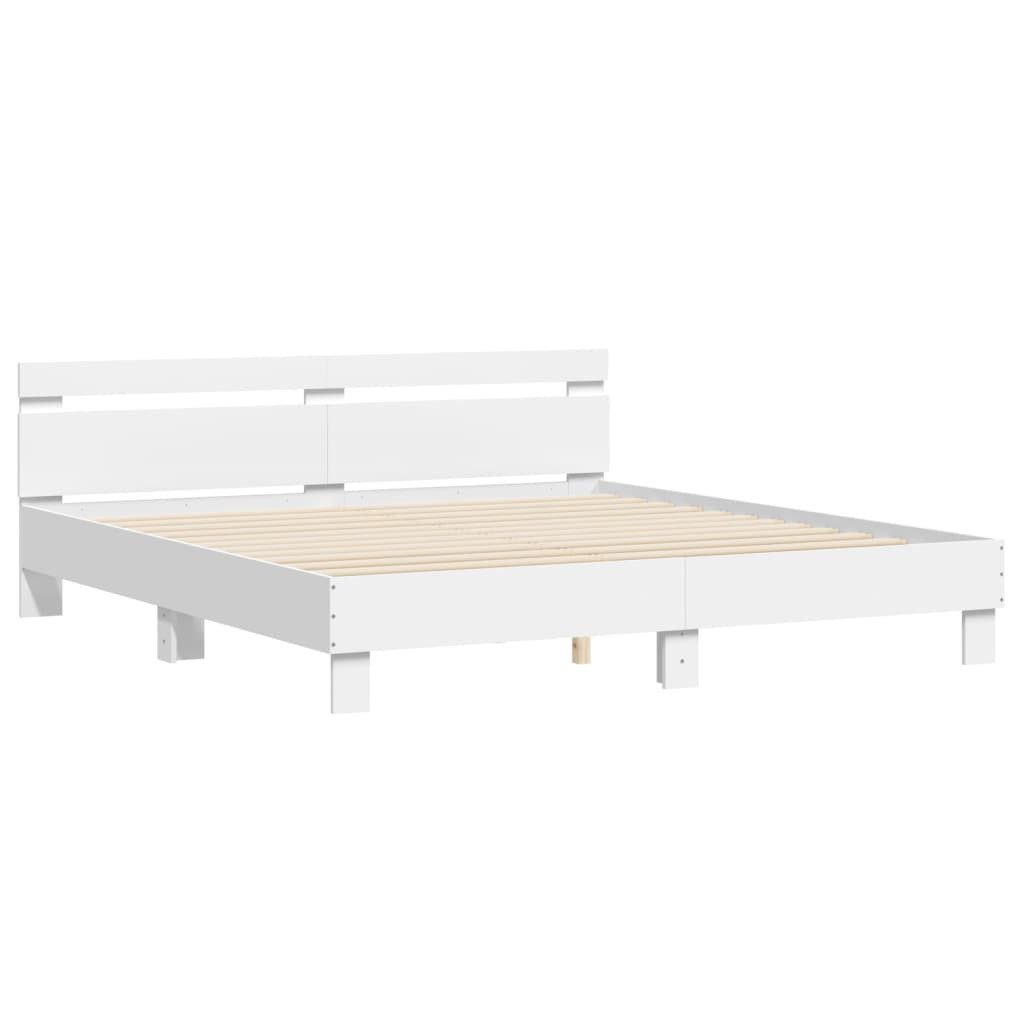 vidaXL Bettgestell 200 x 200 cm Bettgestell mit Kopfteil Weiß 200x200 cm Holzwerkstoff fü