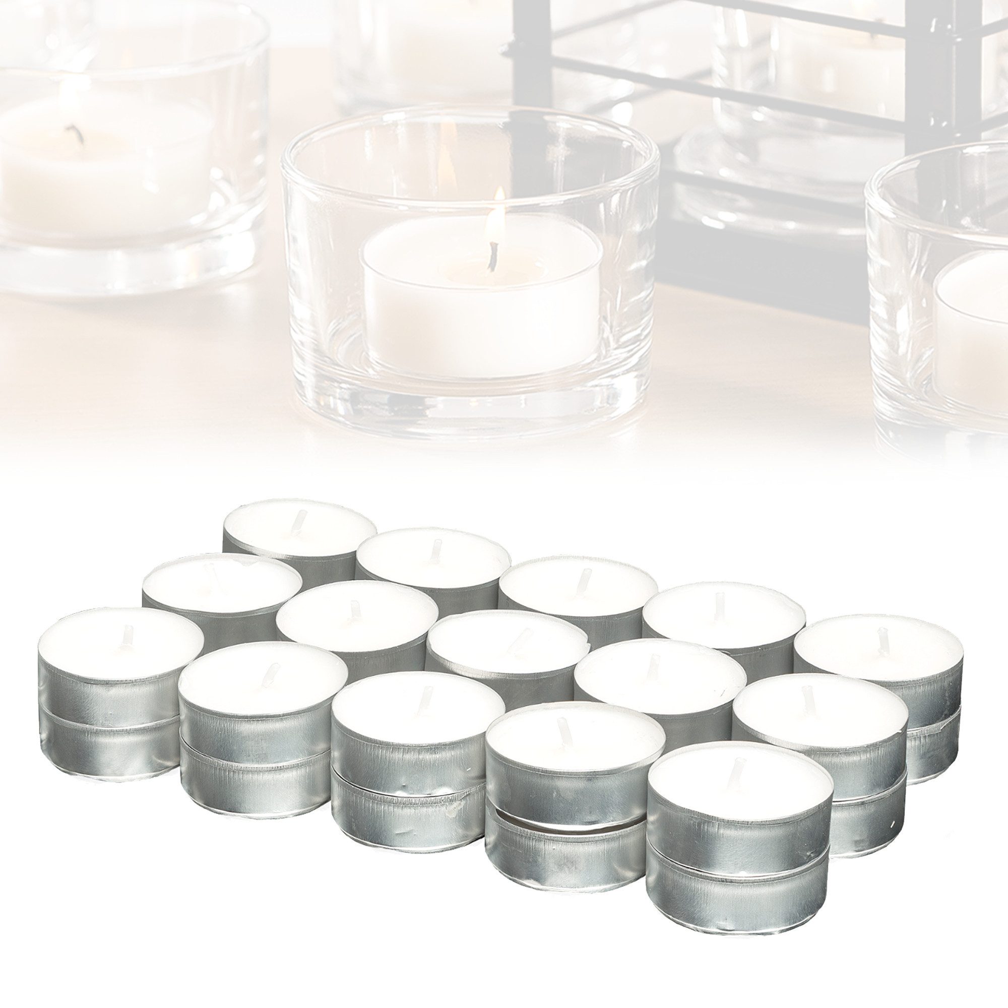 Candelo Teelicht 30er Set Teelichte – Weiß ohne Duft - 1,5 x 3,8cm - 4 Std Brenndauer