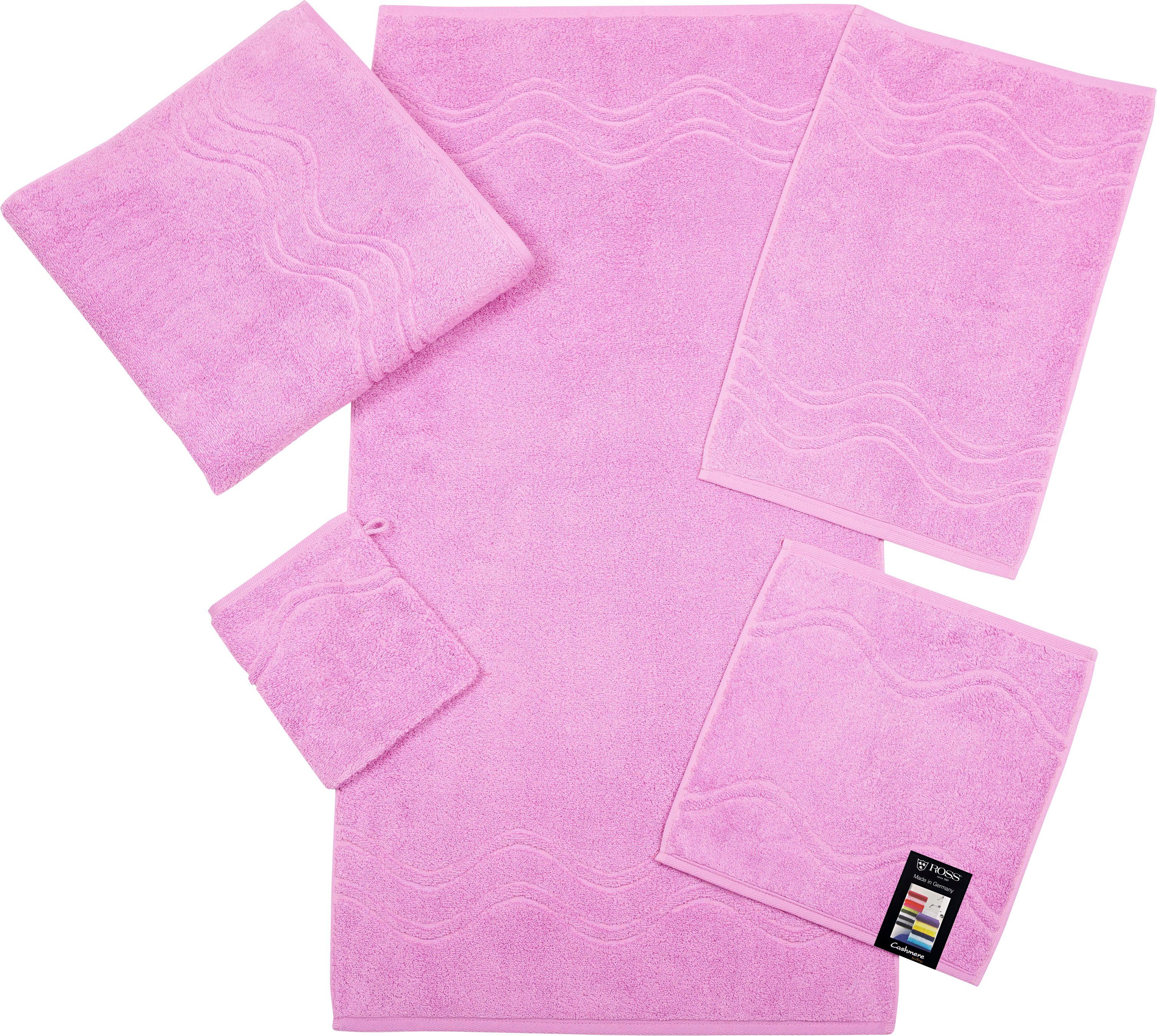 mauve ROSS Cashmere feeling, Frottier mit Gästehandtuch Wellen-Bordüre (6-St),