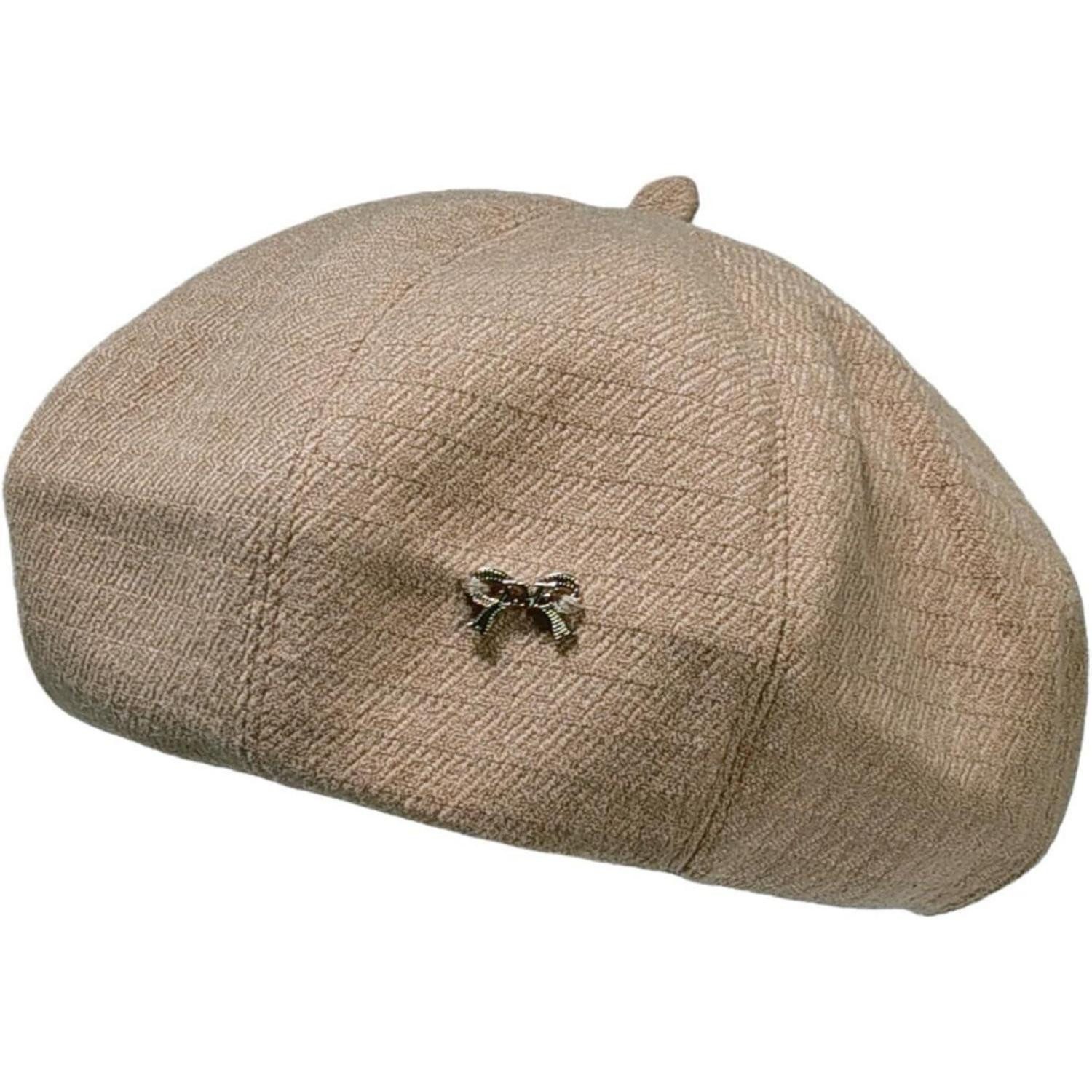 LuxusKollektion Baskenmütze Baskenmütze Damen Barett Beret Malermütze achteckig 56-58 Khaki