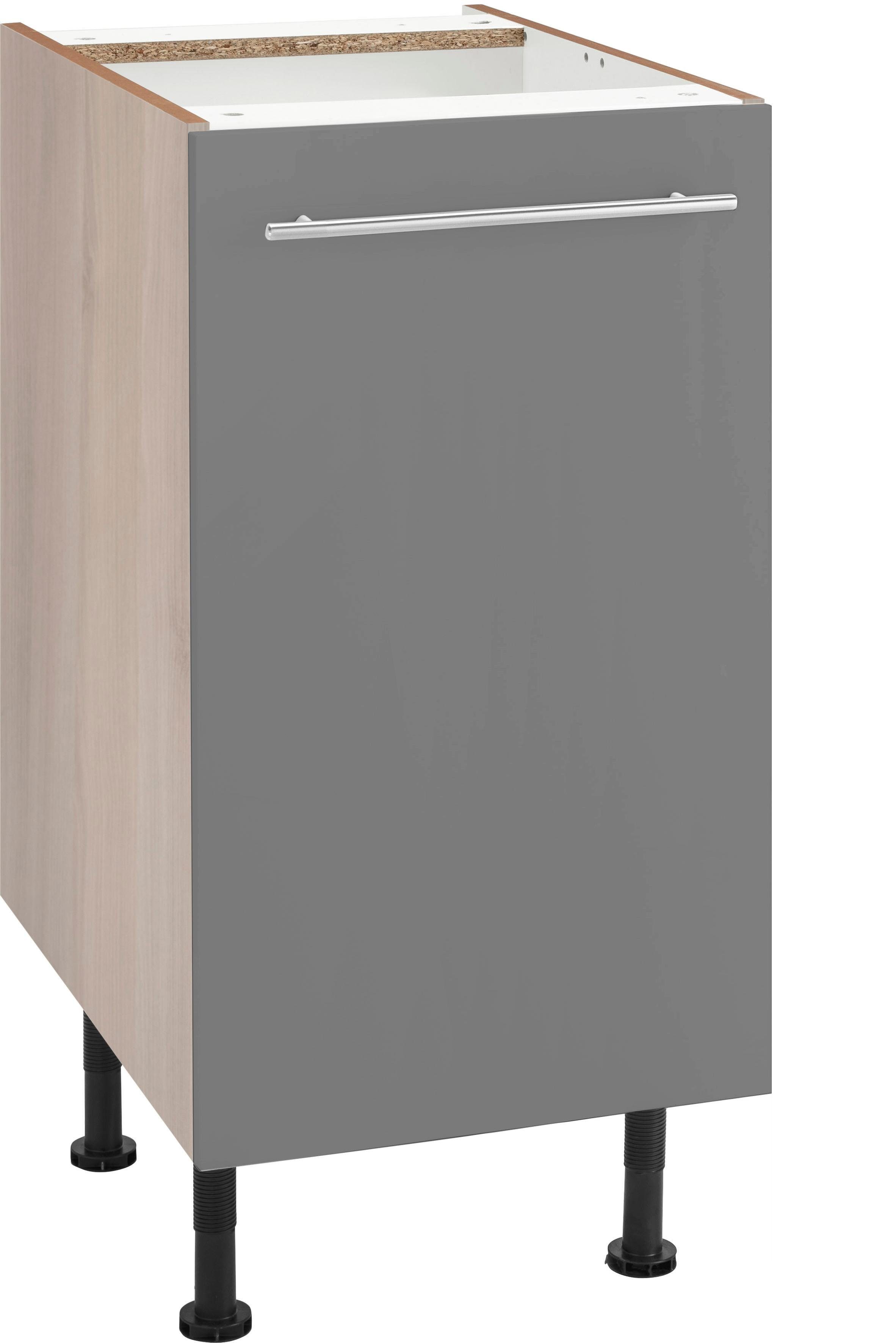 OPTIFIT Unterschrank Bern 40 cm breit, mit 1 Tür mit höhenverstellbaren Füßen, mit Metallgriff basaltgrau/akaziefarben