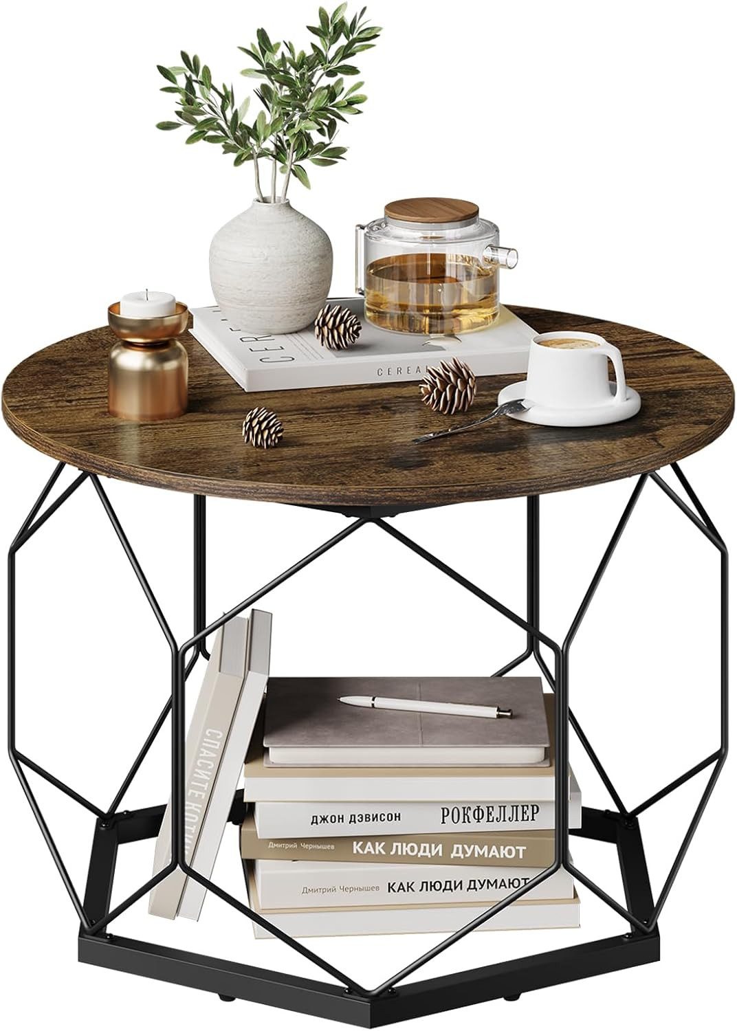 Woltu Couchtisch (1-St), Kaffeetisch mit Stauraum, Holzwerkstoff Metallrahm günstig online kaufen